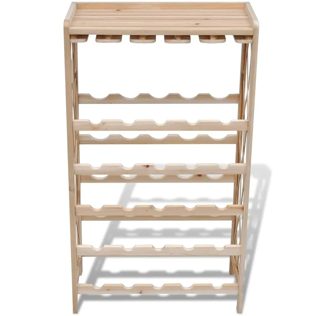 25-Bottle Solid Fir Wood Wine Rack