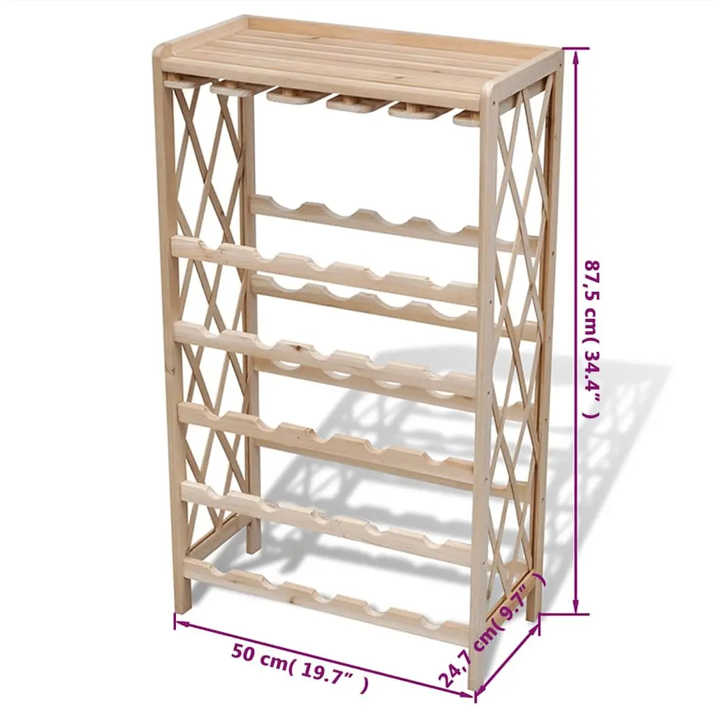 25-Bottle Solid Fir Wood Wine Rack