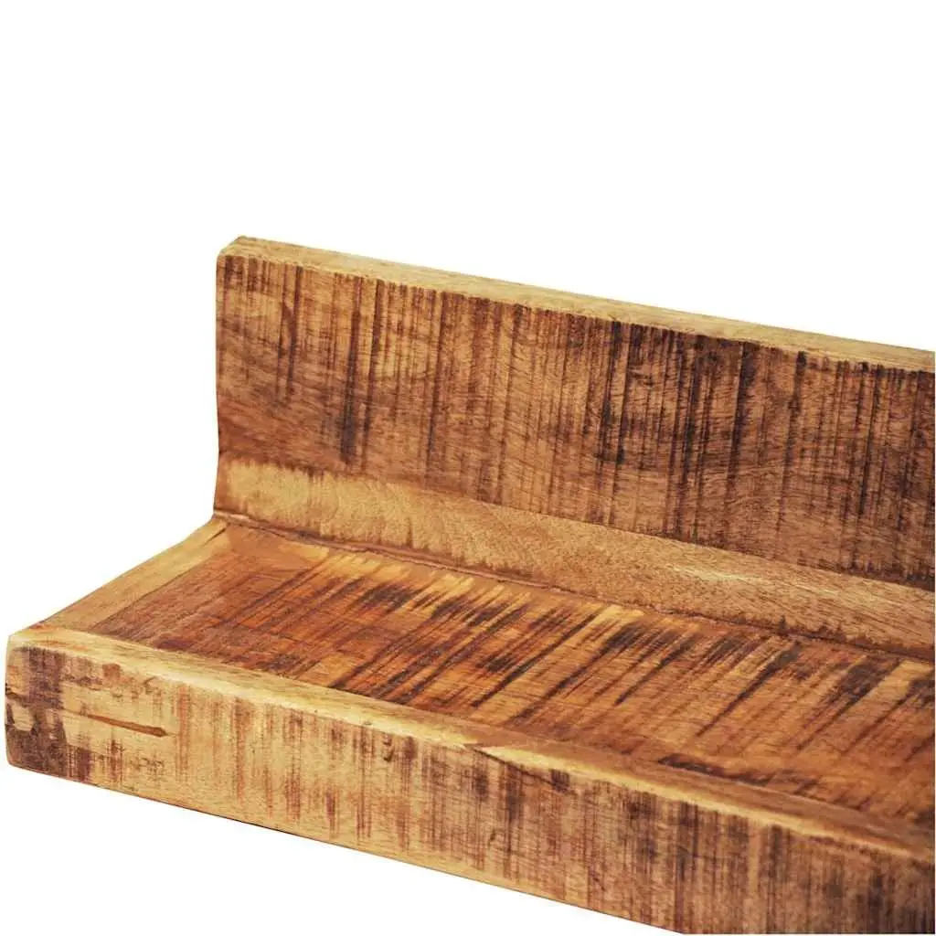 Solid Wood Wall Mounted Display Shelf Brown Set of 2 Kitchen Living Room Bedroom