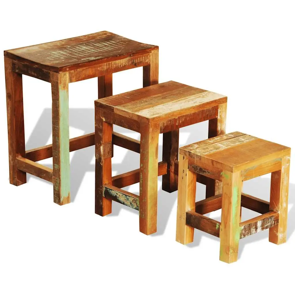 Nesting Table Set 3 Pieces End Table Living Room Coffee Table Stackable Brown