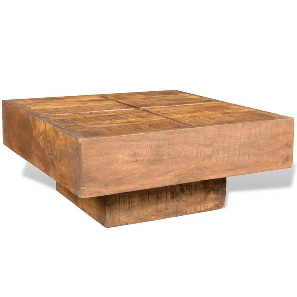 Coffee Table Antique Style Brown Square Solid Mango Wood