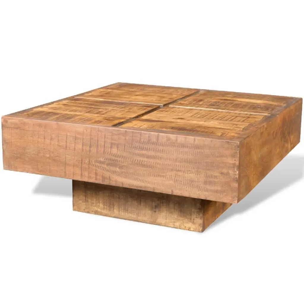 Coffee Table Antique Style Brown Square Solid Mango Wood