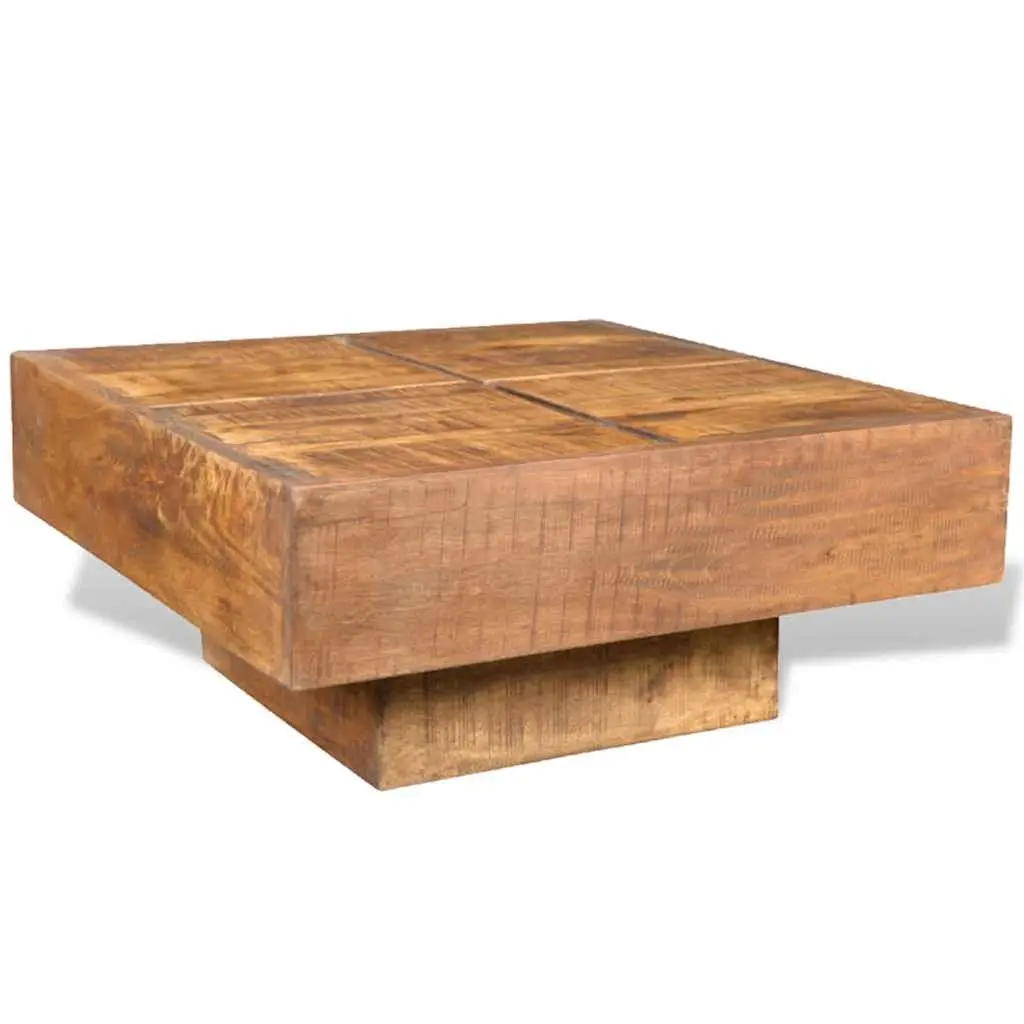 Coffee Table Antique Style Brown Square Solid Mango Wood
