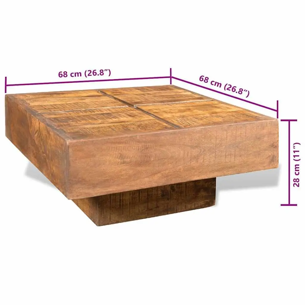 Coffee Table Antique Style Brown Square Solid Mango Wood