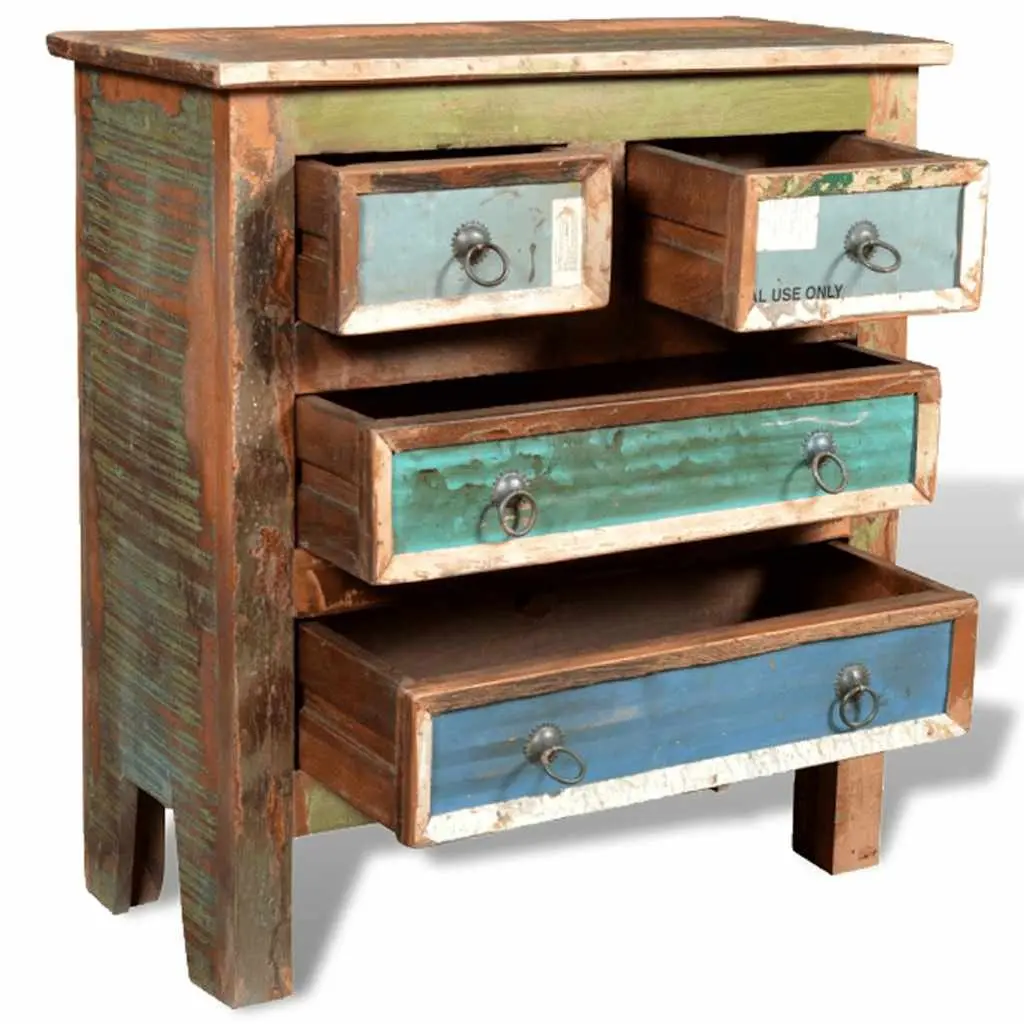 Reclaimed Wood Chest of Drawers Vintage Style 4 Drawer Brown Furniture