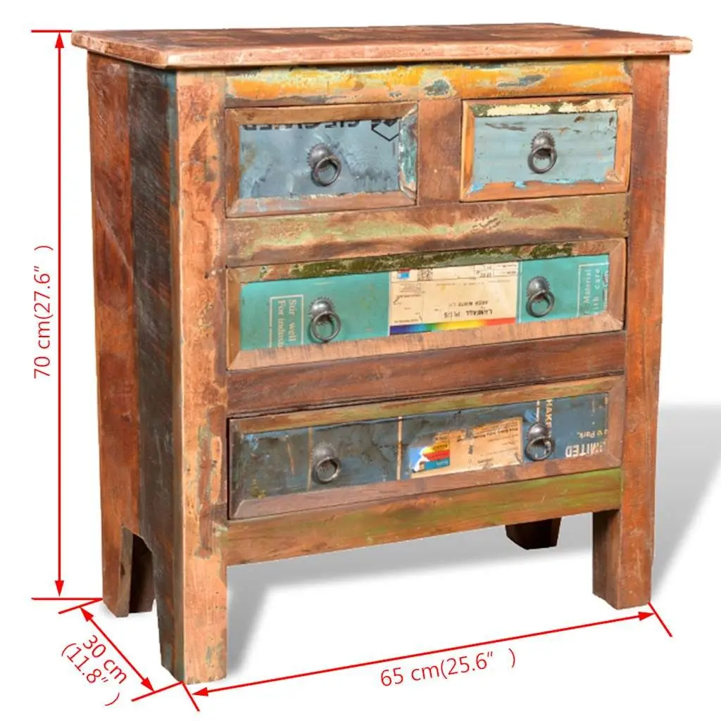 Reclaimed Wood Chest of Drawers Vintage Style 4 Drawer Brown Furniture