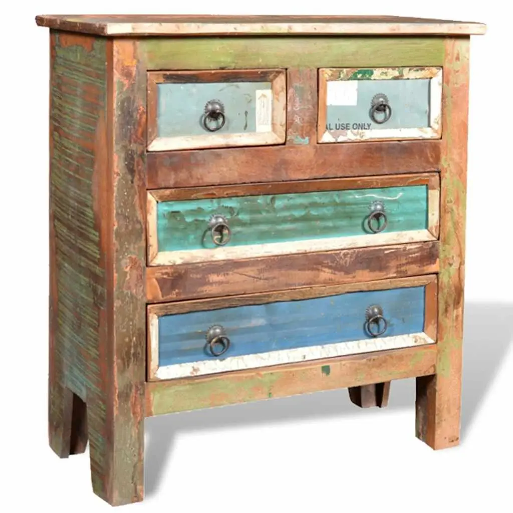 Reclaimed Wood Chest of Drawers Vintage Style 4 Drawer Brown Furniture