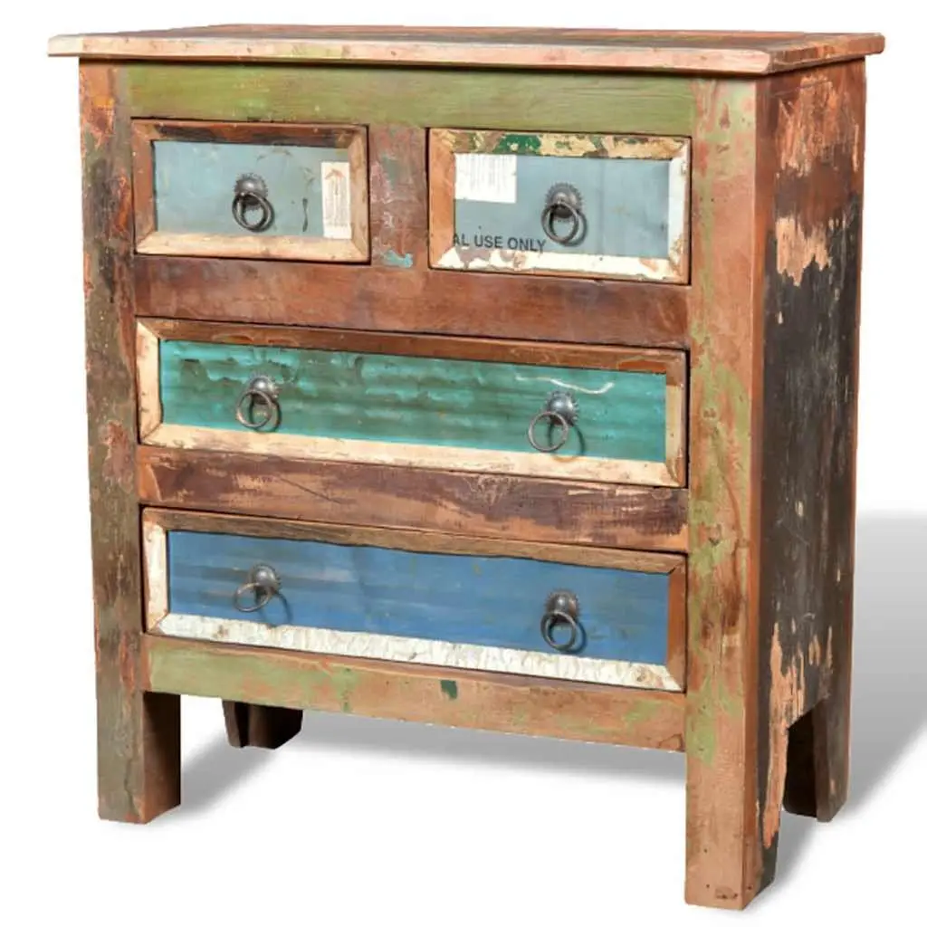 Reclaimed Wood Chest of Drawers Vintage Style 4 Drawer Brown Furniture
