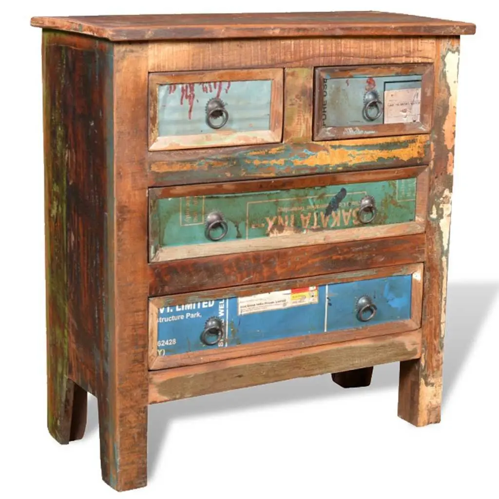 Reclaimed Wood Chest of Drawers Vintage Style 4 Drawer Brown Furniture