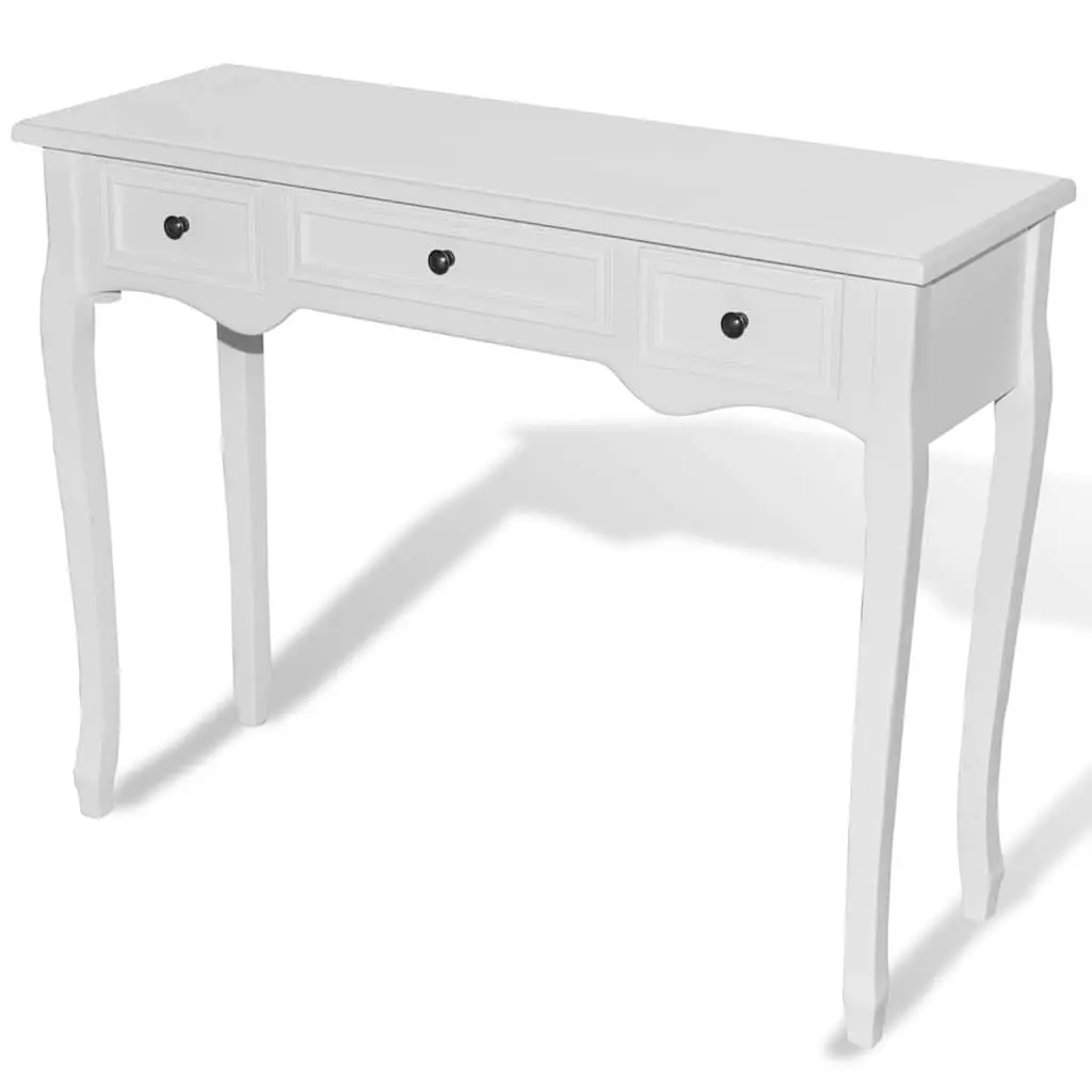 Console Dressing Table with Three Drawers White End Table for Living Room