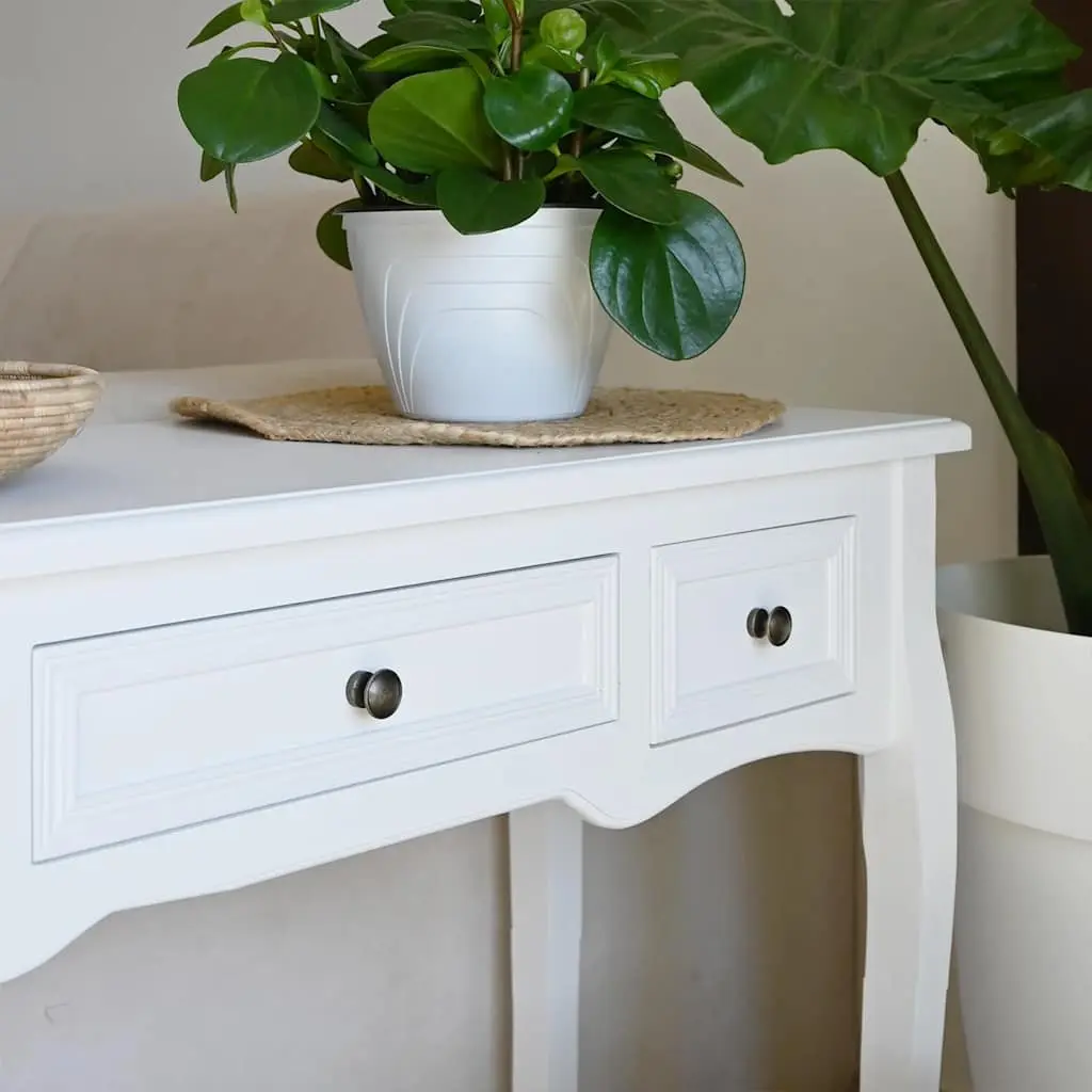 Console Dressing Table with Three Drawers White End Table for Living Room