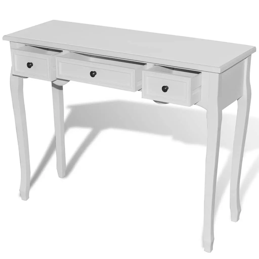 Console Dressing Table with Three Drawers White End Table for Living Room