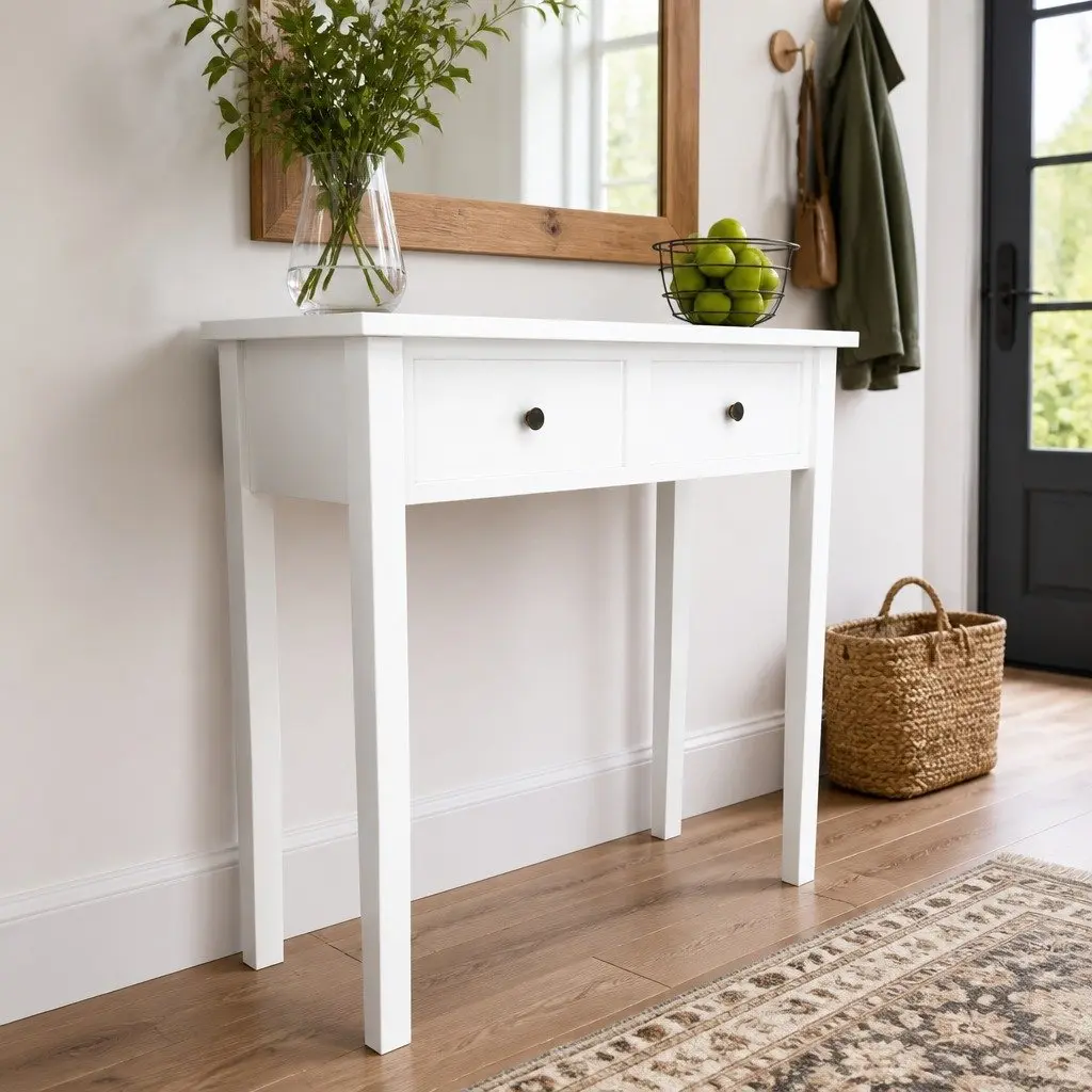 White Console Table with Ample Storage