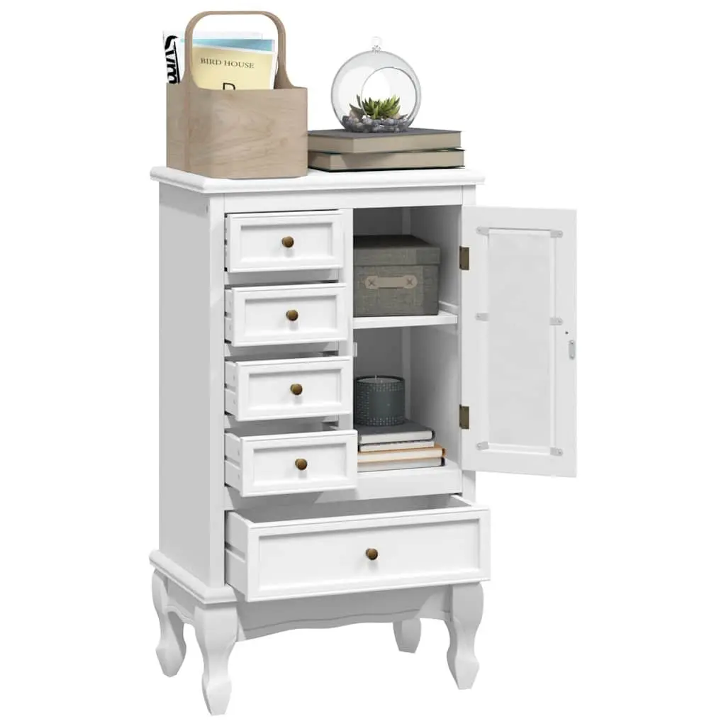 Chest of Drawers 5 Drawer Cabinet Storage Unit 2 Shelves Home Furniture White