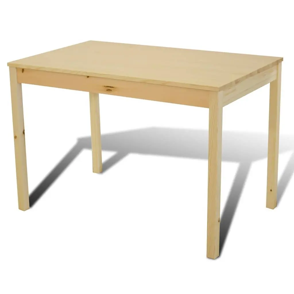 Wooden Dining Table Set with 4 Chairs Brown Solid Pine Construction