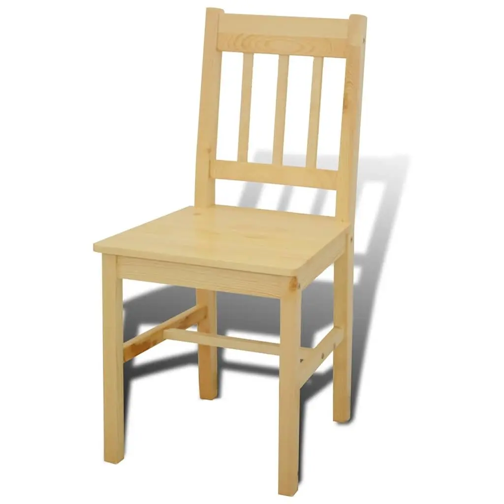 Wooden Dining Table Set with 4 Chairs Brown Solid Pine Construction