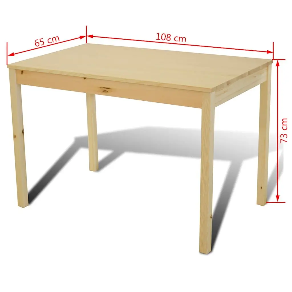 Wooden Dining Table Set with 4 Chairs Brown Solid Pine Construction