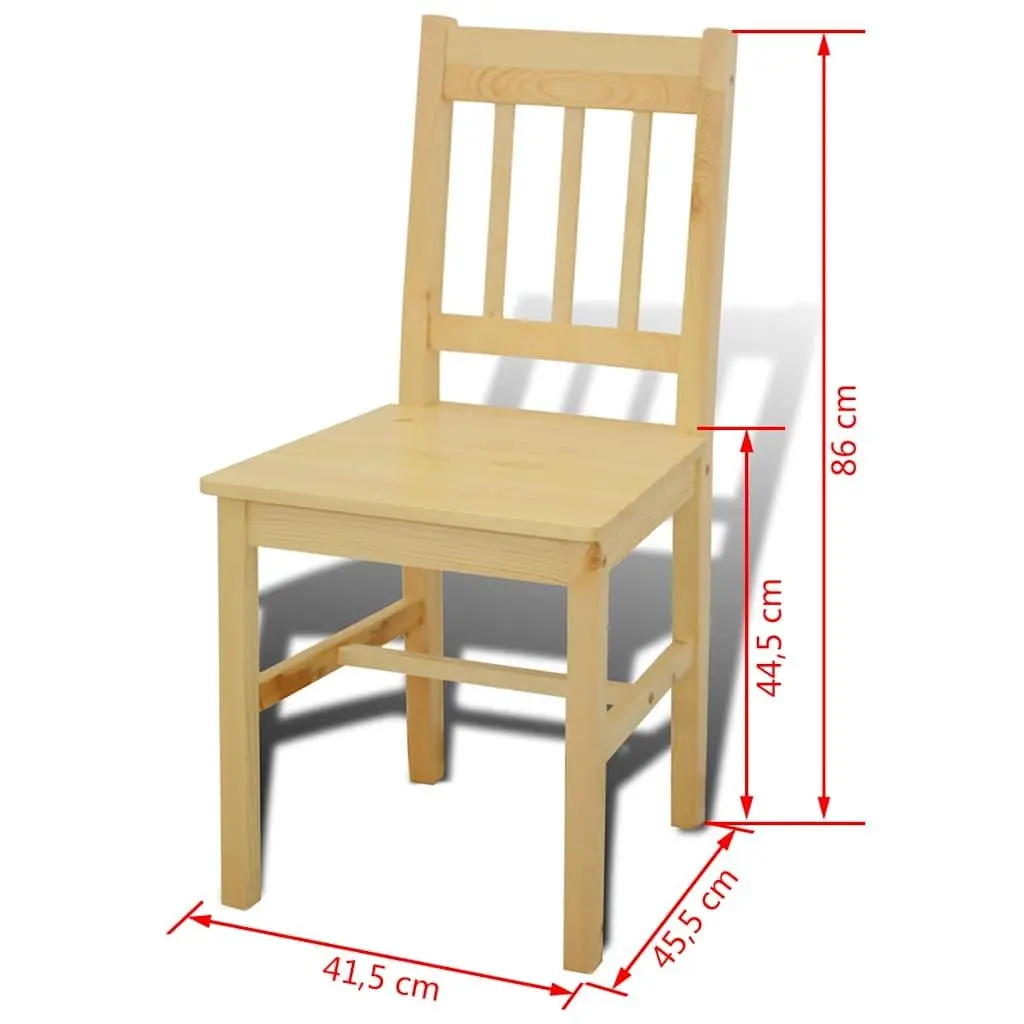 Wooden Dining Table Set with 4 Chairs Brown Solid Pine Construction