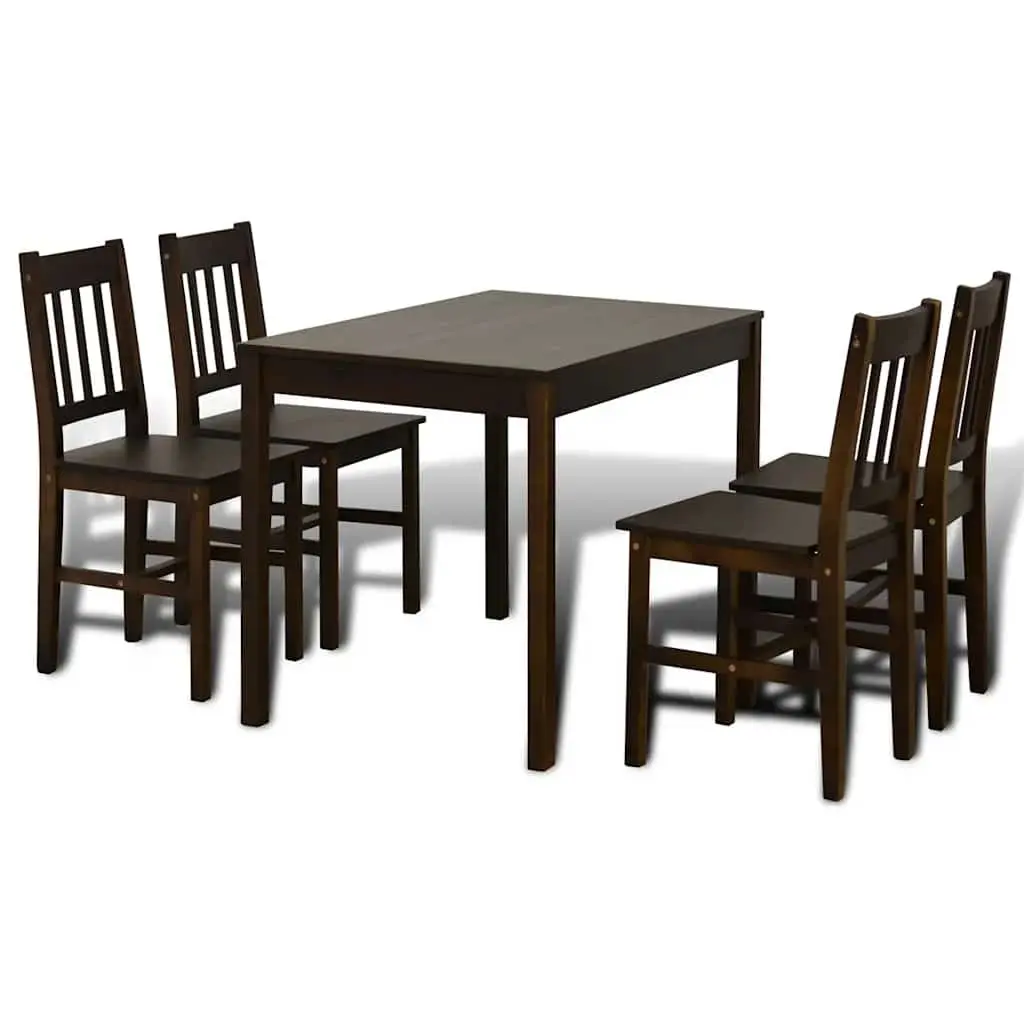 Wooden Dining Table Set with 4 Chairs Brown Kitchen Dining Furniture