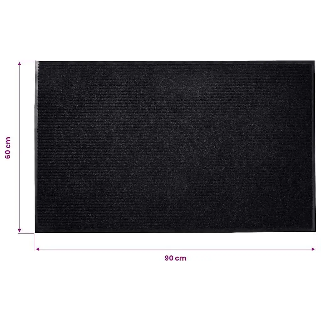 Door Mat Non-Slip PVC Backing Black 90 x 60 cm Easy Clean