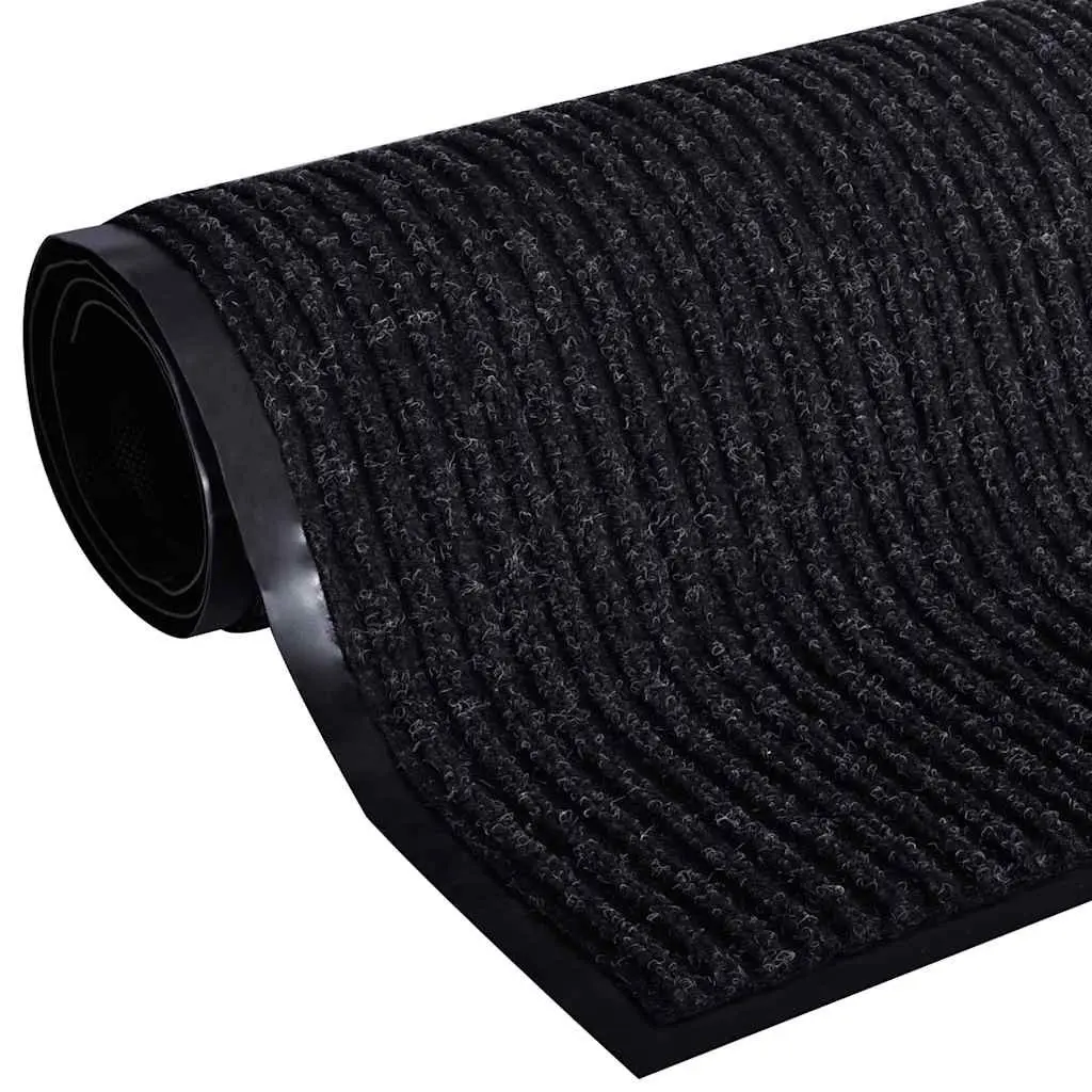 Door Mat Black 90 x 120 cm PVC Non-Slip Backing Home Office Entrance Dirt Stop