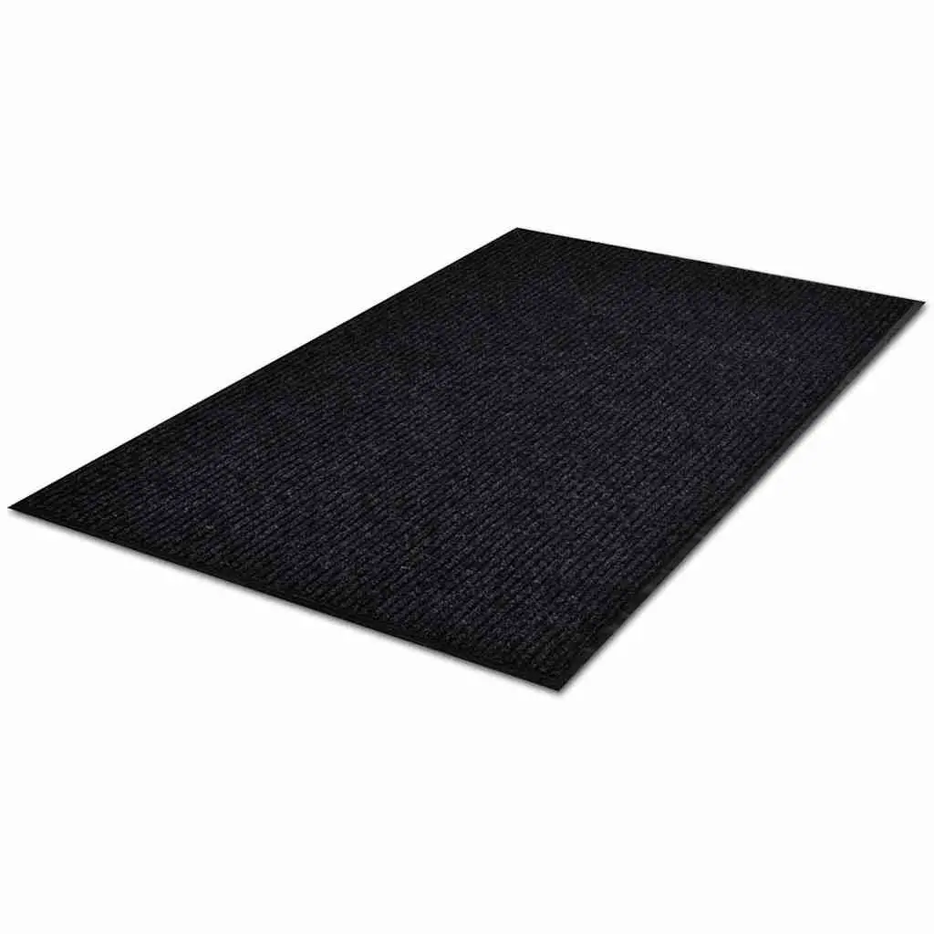 Door Mat Black 90 x 120 cm PVC Non-Slip Backing Home Office Entrance Dirt Stop