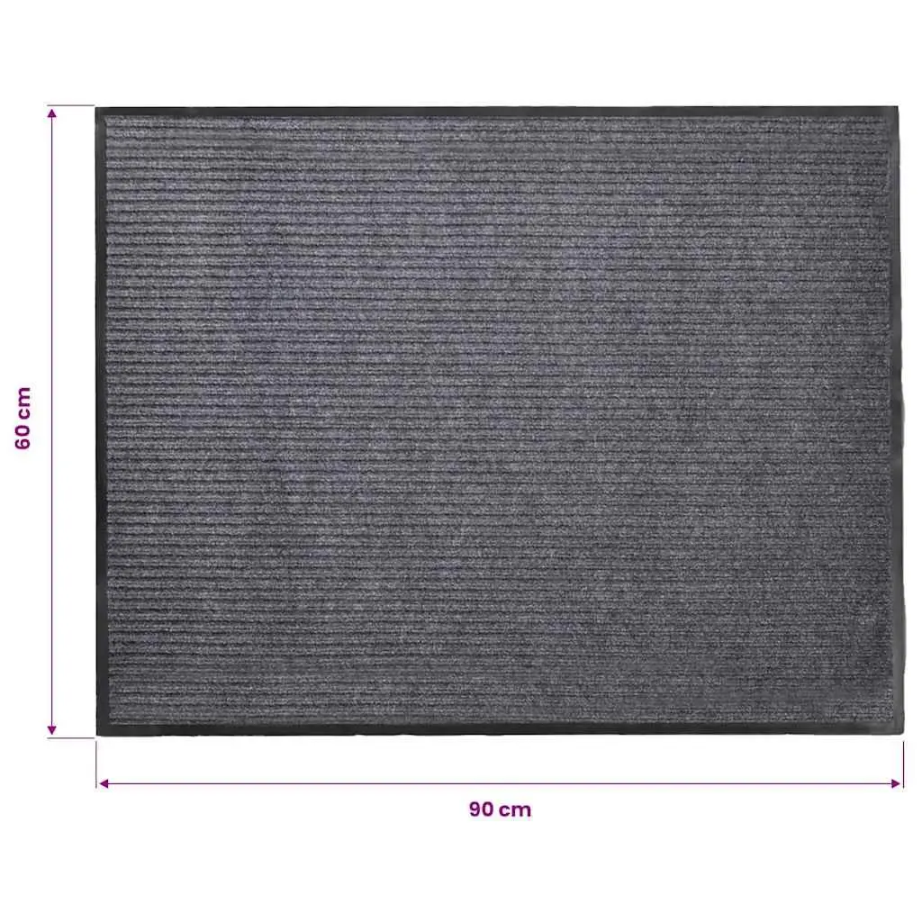 Door Mat Grey Non-Slip PVC Backing 90 x 60 cm Easy Clean