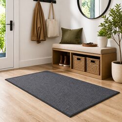 Friendly Grey Door Mat 90 x 120 cm for Your Entrance