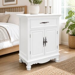 A Friendly White Wooden Floor Cabinet for Your Needs