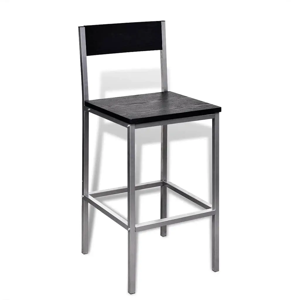 Counter Height Breakfast Bar Set Black Modern Kitchen Dining Table 2 Stools