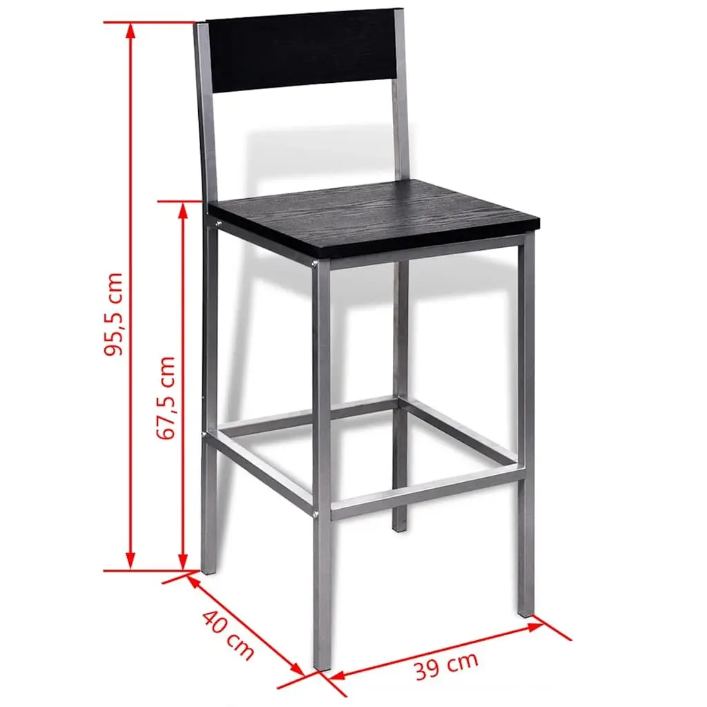Counter Height Breakfast Bar Set Black Modern Kitchen Dining Table 2 Stools