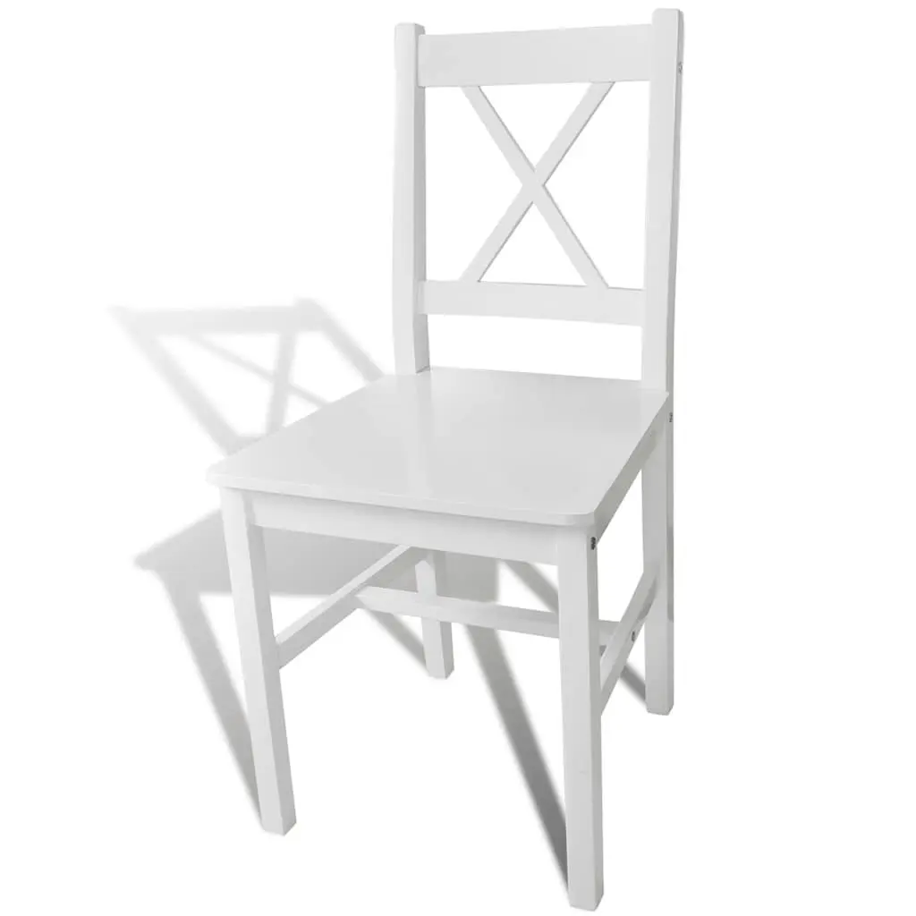 Dining Chairs Set 2 pcs White Wooden Ergonomic