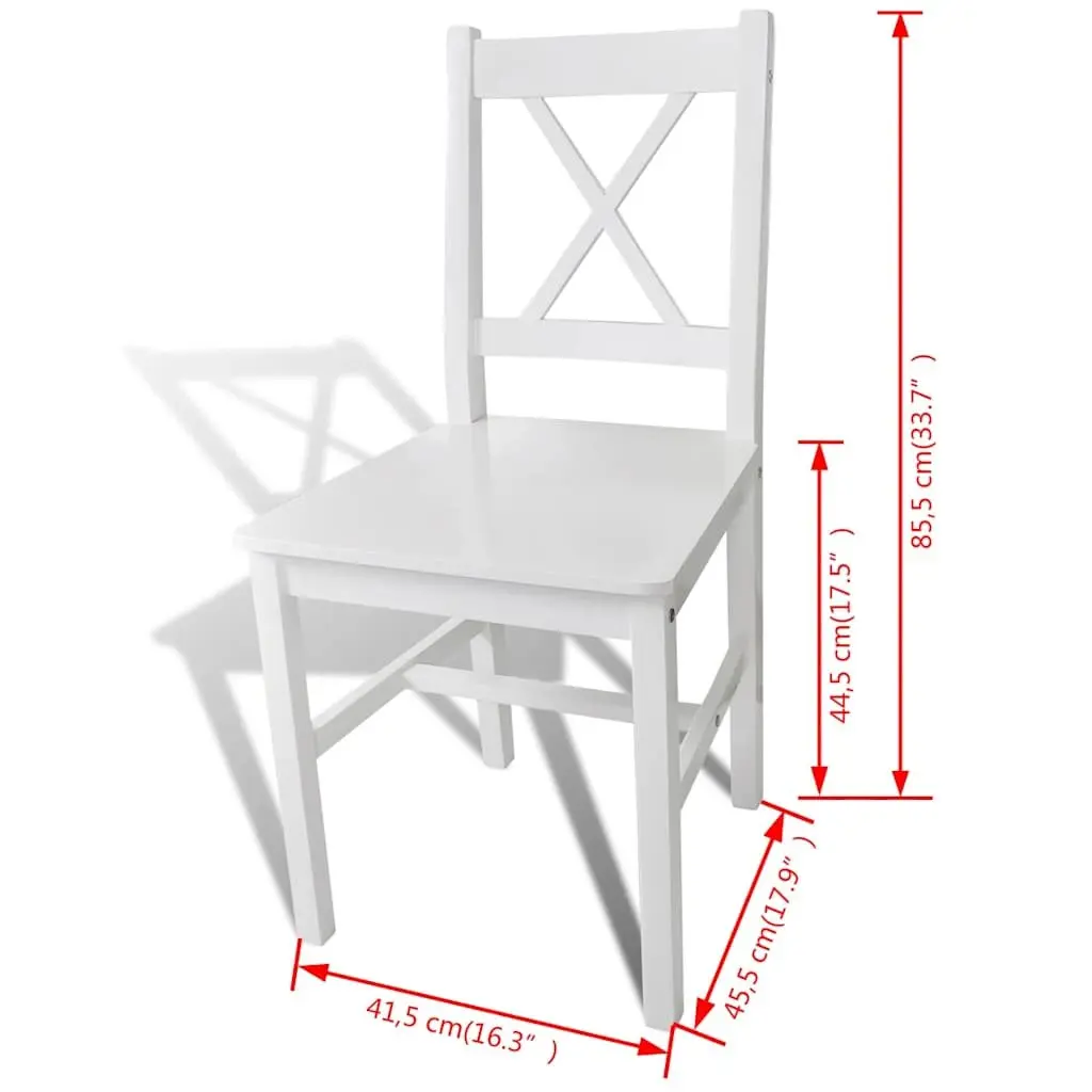 Dining Chairs Set 2 pcs White Wooden Ergonomic
