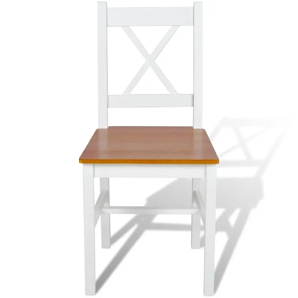 Dining Chairs White Wooden Seat Ergonomic 2 Piece Set