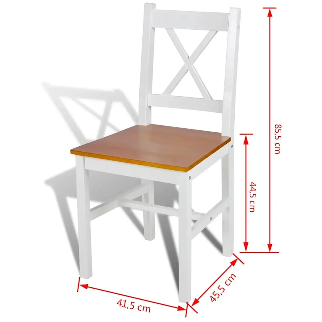 Dining Chairs White Wooden Seat Ergonomic 2 Piece Set
