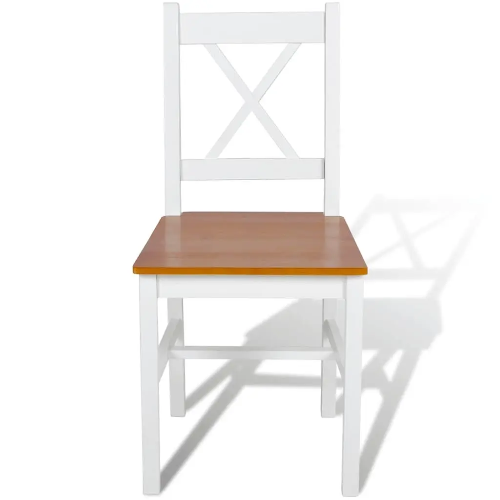 Dining Chairs White Wooden Seat Set 4 Pieces