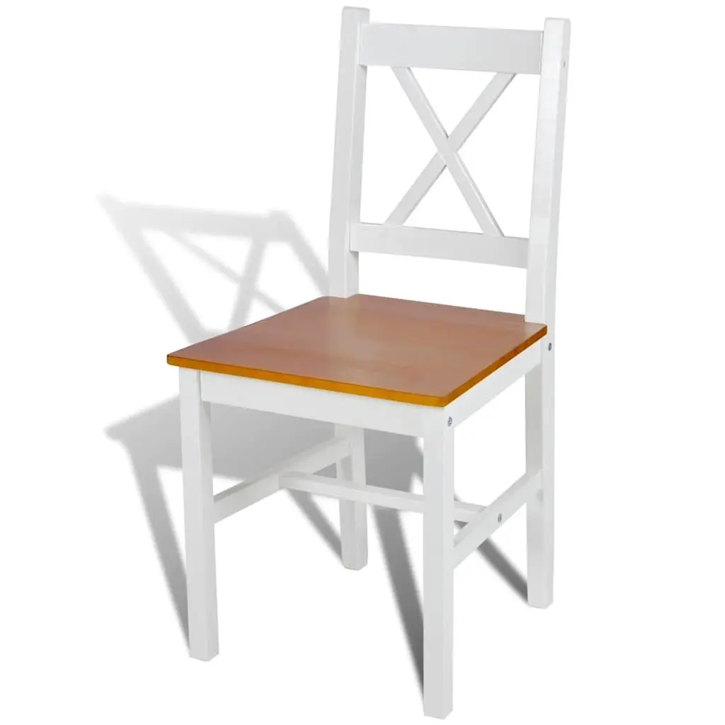 Dining Chairs White Wooden Seat Set 4 Pieces