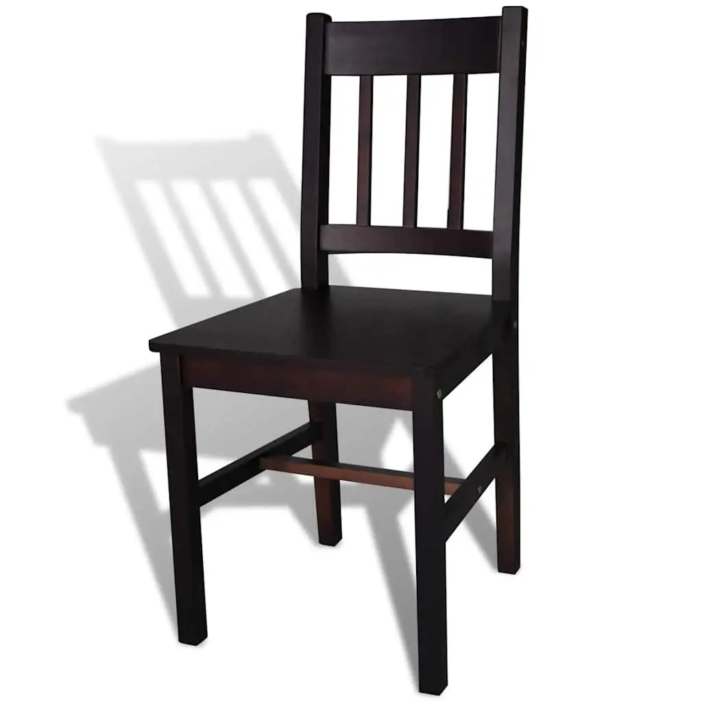 Dining Chairs Set 4 Pieces Kitchen Room Furniture Brown Wooden Seat