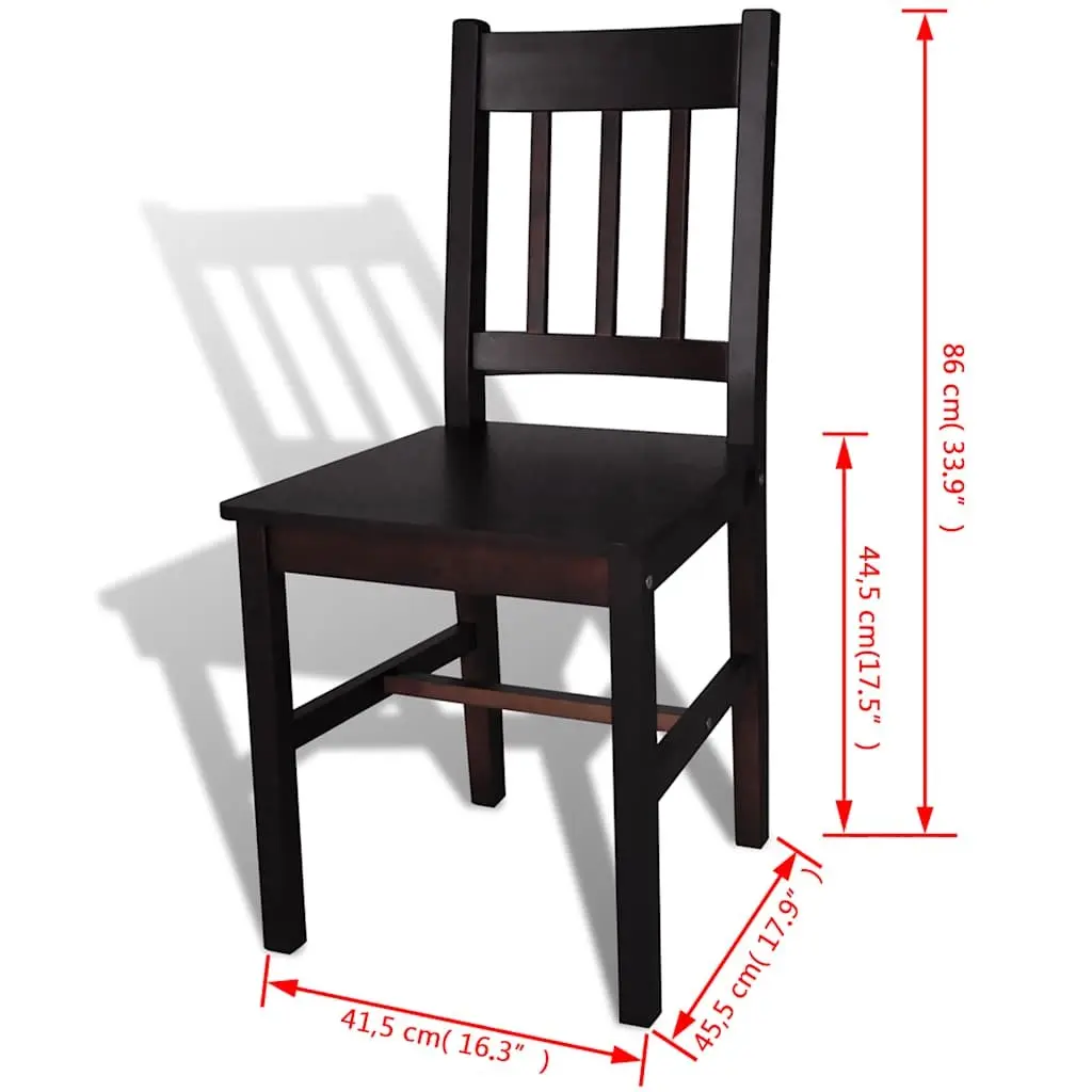 Dining Chairs Set 4 Pieces Kitchen Room Furniture Brown Wooden Seat