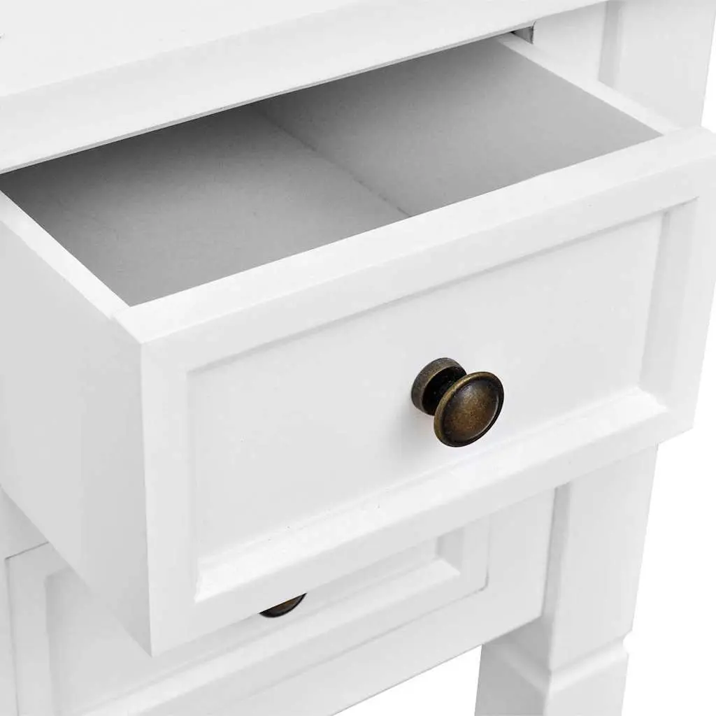 White Writing Desk with Five Drawers for Storage in Office or Bedroom