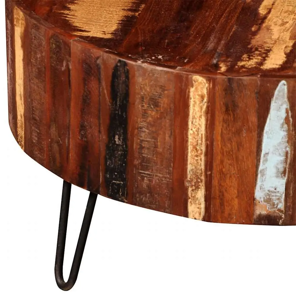 Round Solid Reclaimed Wood Coffee Table Vintage Handmade Antique 30 Inch
