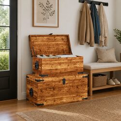 Friendly Storage Chest Set – 2 Handmade Wooden Chests