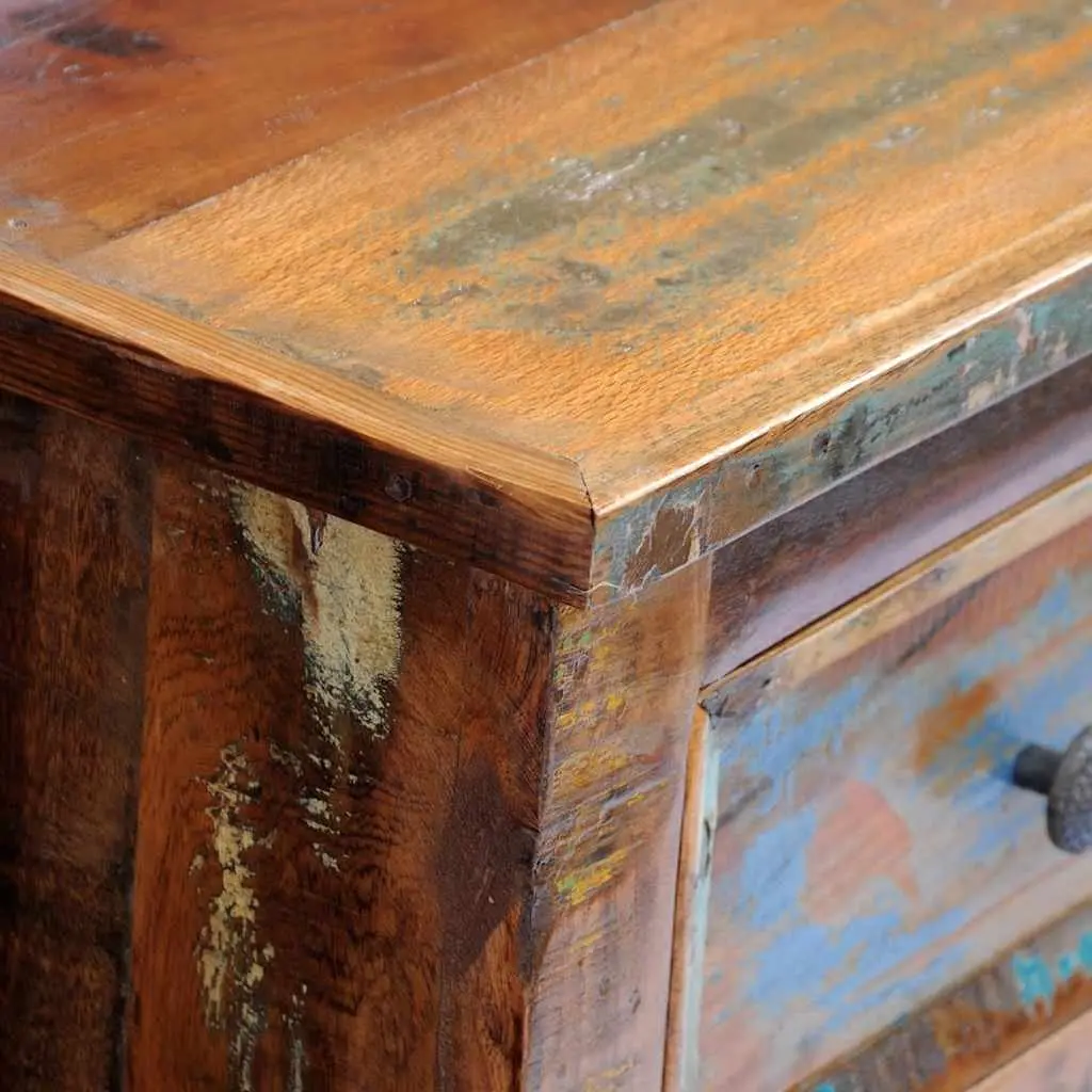 Bedside Table Reclaimed Wood Antique Style 2 Drawers