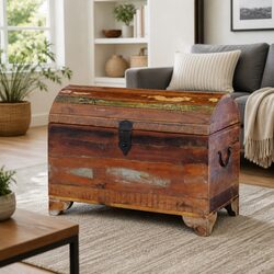 Reclaimed Wood Storage Chest Brown Solid Antique Style Living Room Bedroom