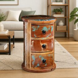 Storage Cabinet with 3 Drawers Solid Reclaimed Wood Brown Antique Style