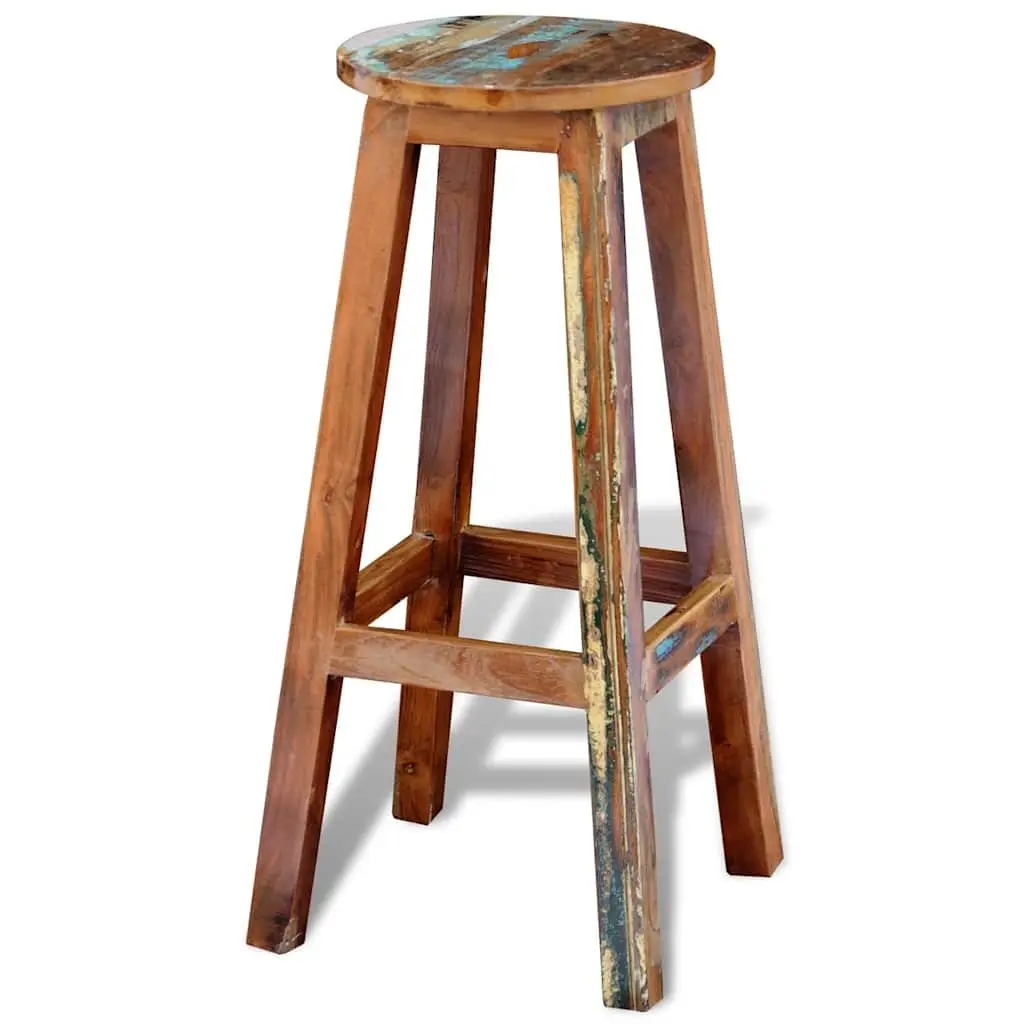 Bar Stool Antique Style Reclaimed Wood Brown