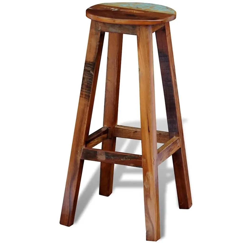 Bar Stool Antique Style Reclaimed Wood Brown