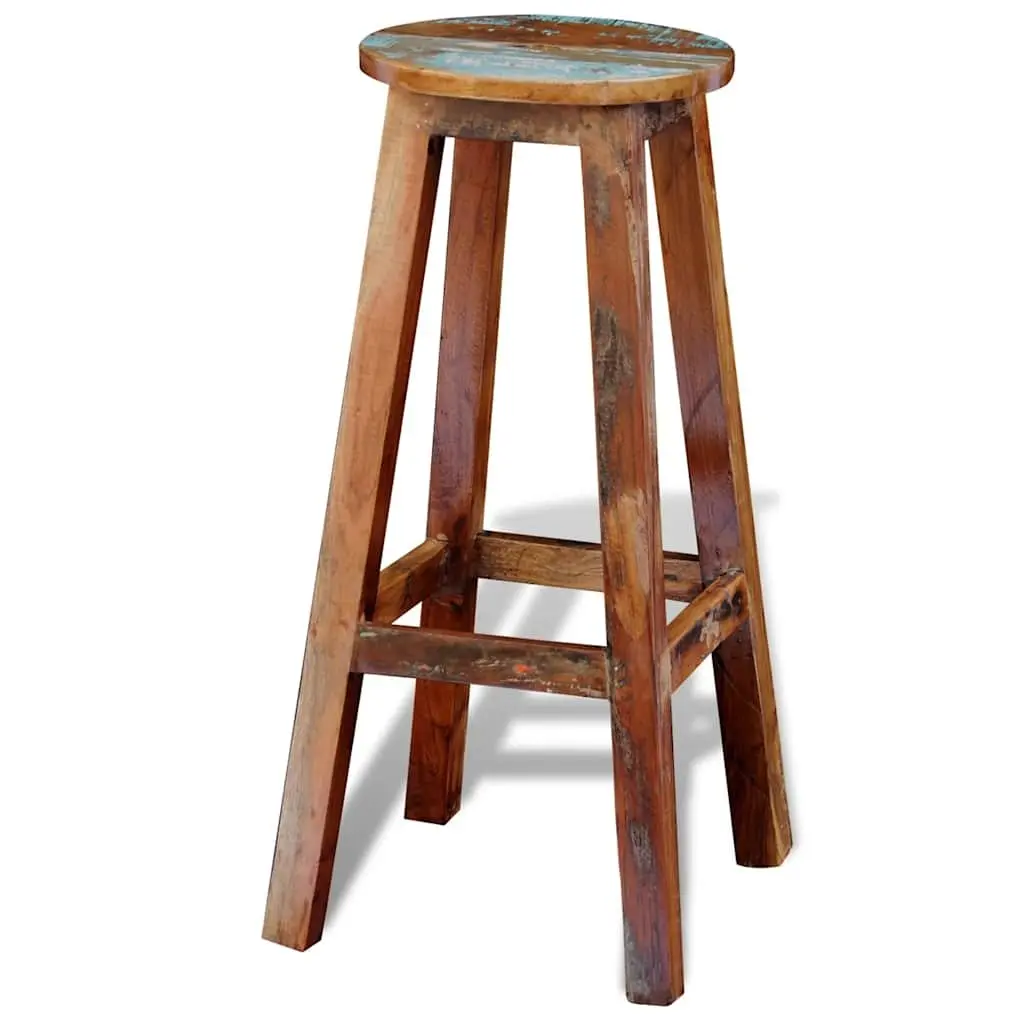 Bar Stool Antique Style Reclaimed Wood Brown