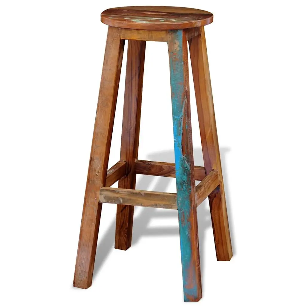 Bar Stool Antique Style Reclaimed Wood Brown