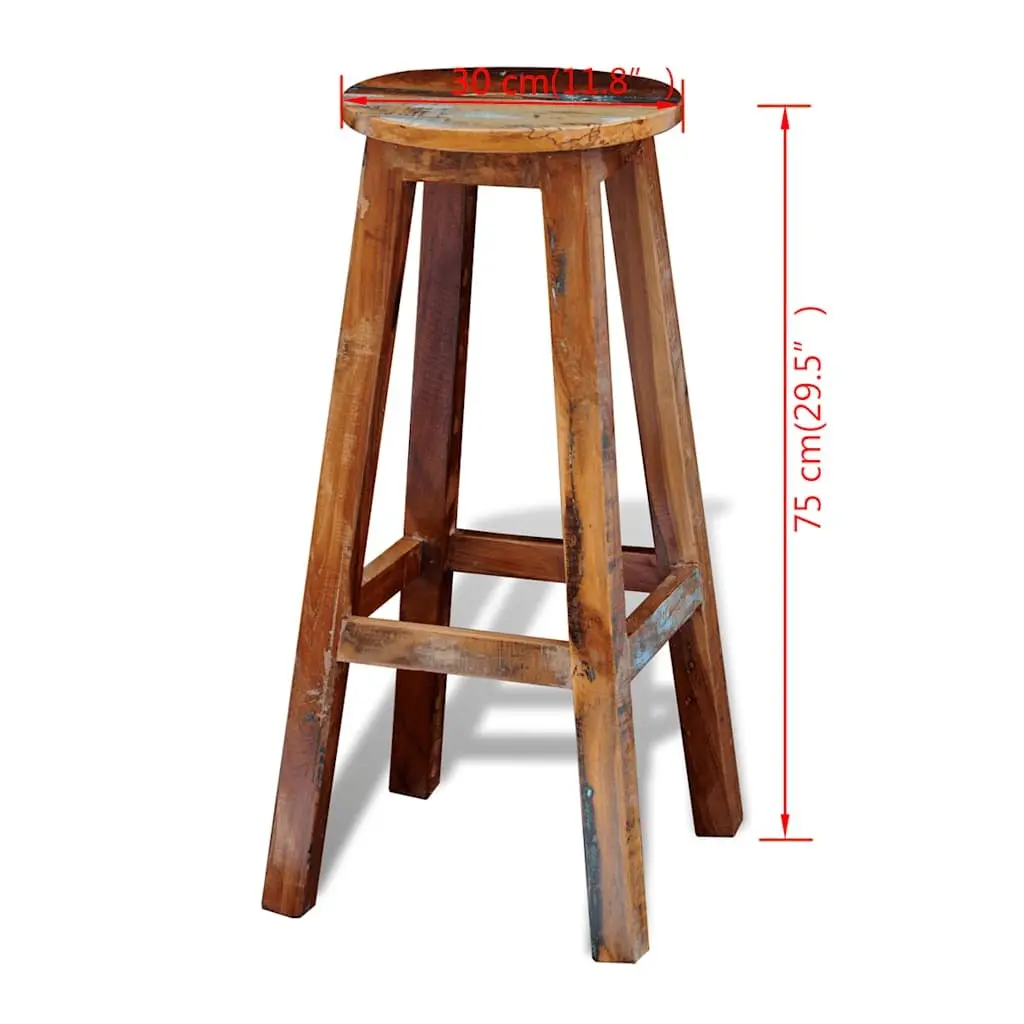 Bar Stool Antique Style Reclaimed Wood Brown